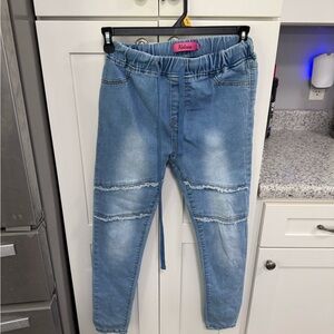 Lowa Light Blue Elastic Waist Denim Joggers with Drawstring